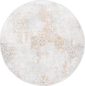 Ковер SAFAVIEH, 201 x 201 см, Orchard Collection круглый, Grey & Gold, дизайн Oriental Distressed, без линьки и простой в уходе, идеален для помещений с высокой проходимостью в гостиной, спальне (ORC684G)
