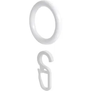 Кольцо для штор Liedeco (10 шт. в упаковке, с крючками для складок), для карнизов Ø 28 мм, белый