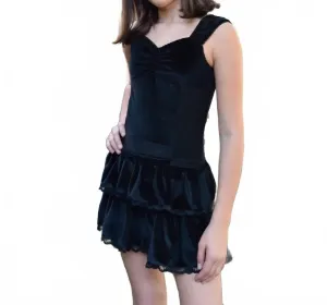 Детский кружевной бархатный топ Olympia черного цвета Flowers By Zoe