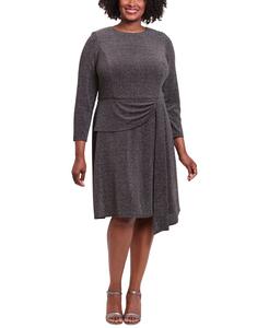 Платье больших размеров с драпировкой по бокам и блестками London Times