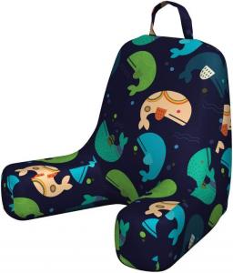 Наволочка для подушки для чтения Lunarable Whale, подводная тематика с гигантскими рыбами на креативном принте морских волн, мягкая набивная наволочка для кровати, маленький размер, многоцветная., Multicolor