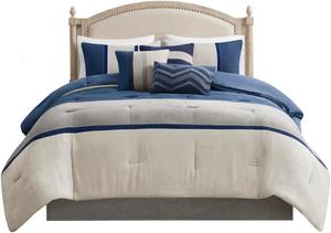 Generic Комплект постельного белья из микрофибры и искусственной замши синего цвета Blue Polyester