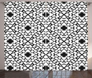 ABAKUHAUS Простая штора в деревенском стиле с мотивом этнического минимализма, универсальные ленточные шторы для гостиной с петлями и крючками, 280 x 225 см, цвет: антрацитовый серый и белый Abakuhaus