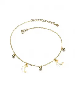 Браслет с подвесками в виде полумесяца и бусин, покрытый 14-каратным золотом Rachel Glauber, gold