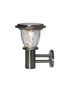 Солнечный настенный фонарь «Пирей» из нержавеющей стали, с датчиком сумерек и текстурированным стеклом  STAR Trading