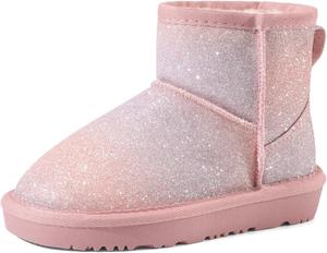 Ботинки DREAM PAIRS для девочек и мальчиков, детские зимние ботинки до щиколотки с искусственным мехом, теплые снежные туфли, классические низкие ботинки для малышей/детей младшего и старшего возраста, Pink/Rainbow