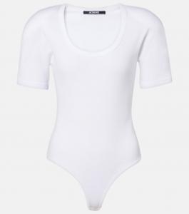 Вышитый хлопковый боди Jacquemus, белый