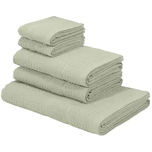 Набор полотенец KangaROOS Summer, душевая, полотенце, гостевые Набор однотонных махровых полотенец из 100% хлопка, с эффектом высокой и низкой текстуры Kangaroos, зеленый