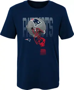 Одежда команды НФЛ для мальчиков, футболка New England Patriots Helmets, темно-синяя футболка NFL Team Apparel