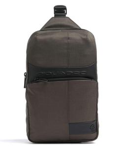 Шерстяная сумка-слинг из мелкозернистой яловой кожи. Piquadro, хаки