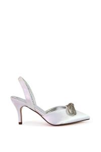 Туфли-лодочки 'Marinah' на низком каблуке с босоножками и стразами на пятке XY London, белый