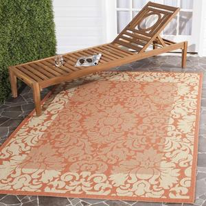 Ковер SAFAVIEH, 122 x 171 см, Washable Rug Outdoor Courtyard Collection - , Terracotta & Natural, не линяет и легко чистится, идеален для патио, заднего двора, прихожей (CY2727-3202)