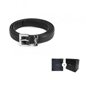 Ремень с бляшкой Monogram Logo SAINT LAURENT, черный