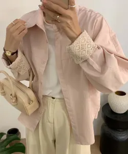 Хлопковая рубашка с кружевной отделкой Aimoha - Select -, цвет Pink