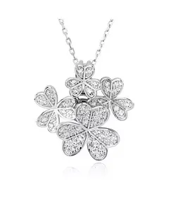 Ожерелье Suzy Levian из стерлингового серебра с подвеской в виде цветка и кубическим цирконием Suzy Levian New York, white