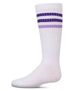 Детские двухцветные носки до колена в стиле вarsity с полосками Memoi, фиолетовый