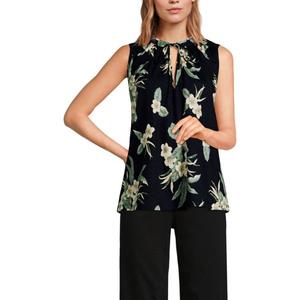 Женская майка-бомбер с вырезом-стойкой Lands' End, цвет black plumeria