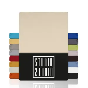 Простыня на резинке Basic 200х220 см, 100% чесаный хлопок, фирменное качество, трикотаж - кремовый STUDIO