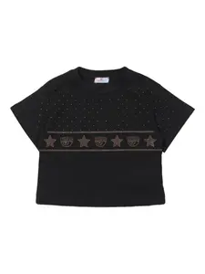 Футболка с заклепками Chiara Ferragni Kids, черный