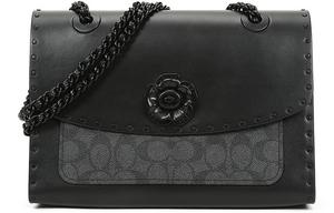 COACH Кожаная цепочка сумка кроссбоди клатч женский черный и монохромный угольно-серый