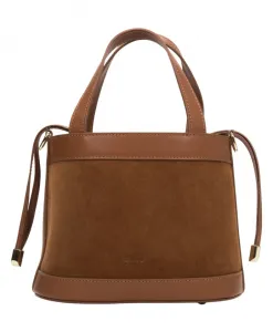 Коричневая сумка-коробка для женщин, изготовленная из итальянского велюра и кожи. Estro, коричневый