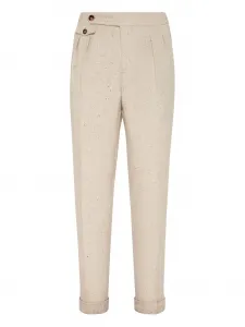 Брюки со складками Brunello Cucinelli, светло-коричневый