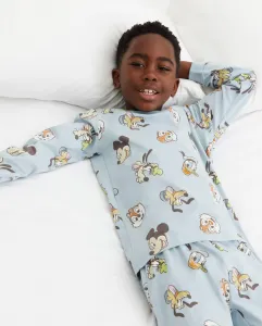 Длинная пижама с узором из точек и принтом Микки и его друзей для мальчика Cotton Juice, зеленый