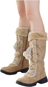 Зимние сапоги Hbeylia средней длины для женщин и девушек, модные с плюшевой подкладкой, из замши, на шнуровке, с круглым носком, массивным каблуком средней высоты, мотоботинки, боевые ботинки с термофлисовой подкладкой, пушистые высокие сапоги, Beige
