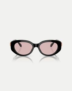 Овальные солнцезащитные очки Swarovski Sk6002 с розовыми линзами в черном цвете