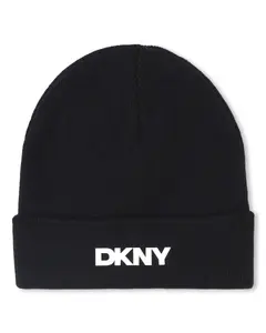 Черная детская шапка из хлопка DKNY