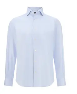 Хлопковая рубашка в полоску стандартного кроя Boggi Milano, синий