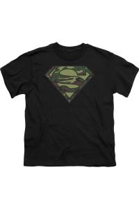 Футболка с коротким рукавом для детей с камуфляжным логотипом Superman Gildan, черный