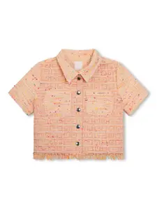Твидовая рубашка с логотипом 4G Givenchy Kids, розовый