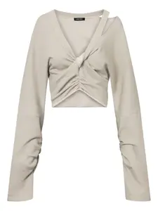 Топ на молнии с кожаной отделкой Elena Velez, нейтральный
