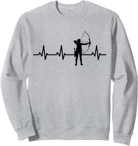 Толстовка Archer ECG Heartline с луком и стрелами (для девочек) Funny Archery T-Shirts For Girls, серый