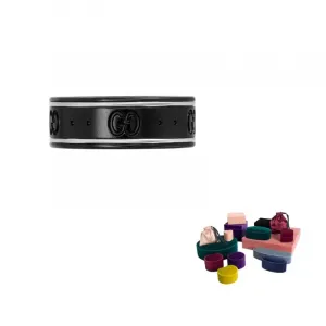 GUCCI Кольца Icon 18K White Gold для женщин, черные/серебристые