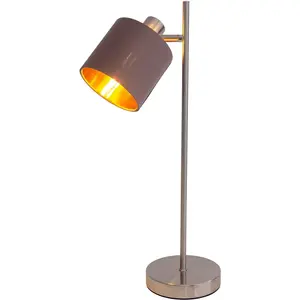 Настольная лампа näve Maron E14 1 шт. 1 плафон E14 текстильный абажур коричневый, внутренняя поверхность золотая, сатиновый никель Näve, коричневый