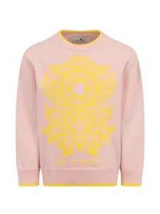 Свитер с цветочной аппликацией Etro Kids, розовый
