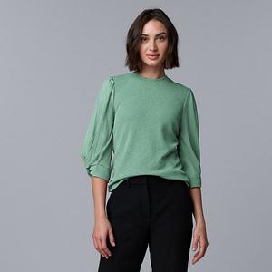 Женский топ с комбинированными материалами и скрученными рукавами Simply Vera Vera Wang, Chadwick Green