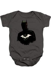 Детский комбинезон на кнопках с силуэтом Бэтмена и логотипом Загадочника Gildan, charcoal