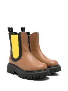 Ботинки с украшением в виде логотипа Marni Kids, коричневый