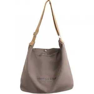 WARRIOR Canvas Crossbody Handbag Large Unisex Gray/Beige/Black