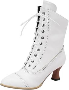 Женские ботильоны на шнуровке в стиле стимпанк с высоким каблуком и толстой подошвой, короткие туфли Generic, 1101