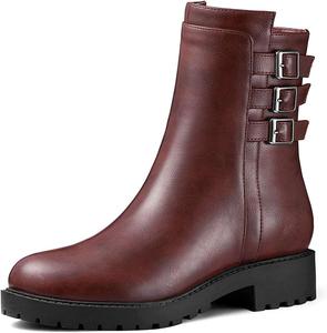 Женские ботильоны FOWT с круглым носком, низким массивным каблуком, удобной платформой, серебряными пряжками, короткие ботинки с боковой молнией, легко надеваются, прочные боевые туфли для улицы, школы, размеры 4-15 США