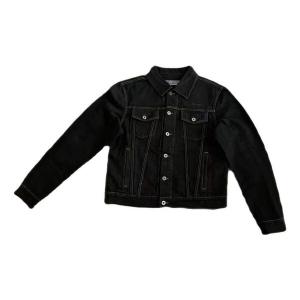 Куртка alphabet patterned turn down collar denim jacket 'black' Off-White, черный