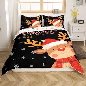 Erosebridal Комплект постельного белья с новогодним принтом оленей и снежинок для детей, мягкий материал, Color 08