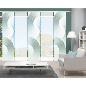 Видовая шторка-панель BEXON на 5 панелей, комплект, раздвижная штора, бамбук, цифровая печать Vision, Petrol