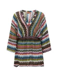 Платье с V-образным вырезом и узором «елочка» Missoni, белый