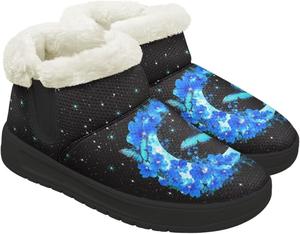 Зимние ботинки для женщин, снегоступы с меховой подкладкой, теплые женские походные и прогулочные туфли, противоскользящие легкие ботинки до щиколотки Chririnla, Galaxy Blue Butterfly Moon