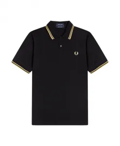 Оригинальная рубашка поло с двойными полосами Fred Perry, черный